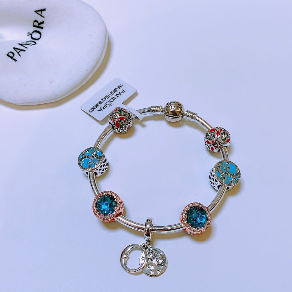 Pandora Women's Snake Bone Chain Beaded Bracelet